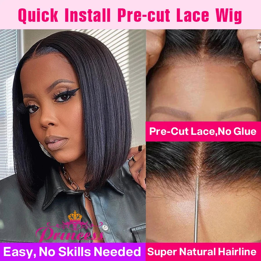 Hair Glueless Wig Human Hair Ready to Wear 13x4 Short Bob Wig Lace Front Human Hair Wigs Pre plucked Straight Wig