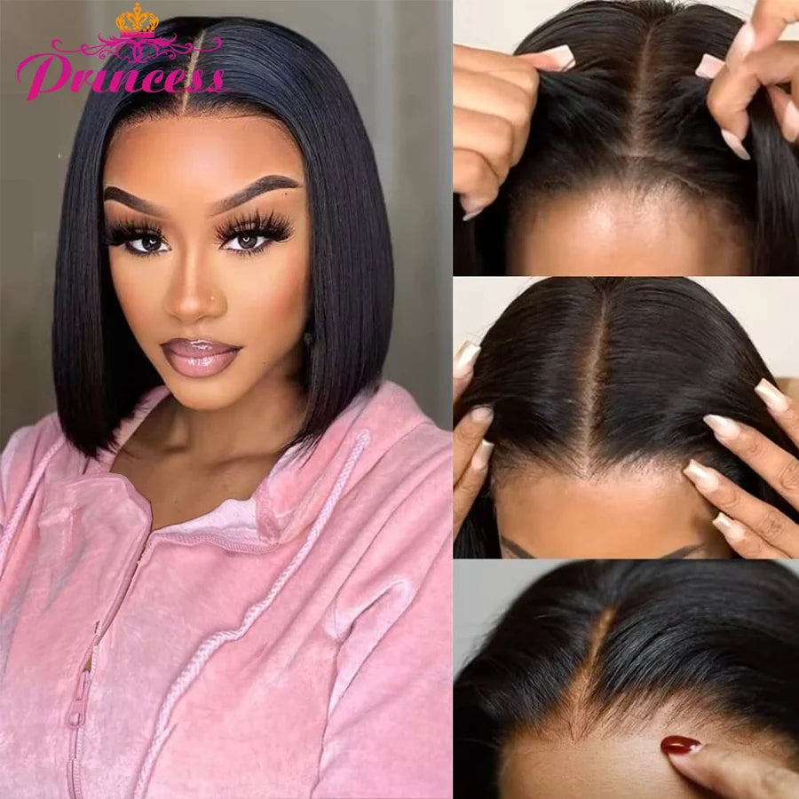 Hair Glueless Wig Human Hair Ready to Wear 13x4 Short Bob Wig Lace Front Human Hair Wigs Pre plucked Straight Wig